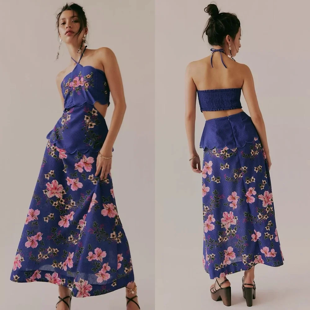 NWT Free People Agua Bendita Jamie Floral Tropical Maxi Dress